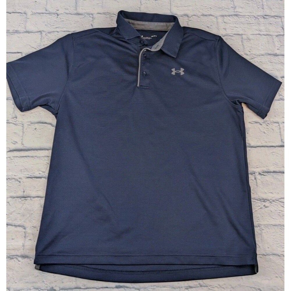Under Armour Men's L Heatgear Loose Polo Shirt Navy Blue